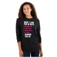thumbnail image 1 of What I Look In Guys Border Collie Dog Women's Long Sleeve T Shirt Brisco Brands M, 1 of 6