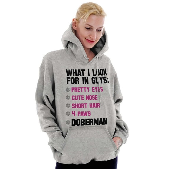 What I Look In Guys Doberman Dog Lady Women Plus Size Graphic Pullover Hoodie Brisco Brands 3X