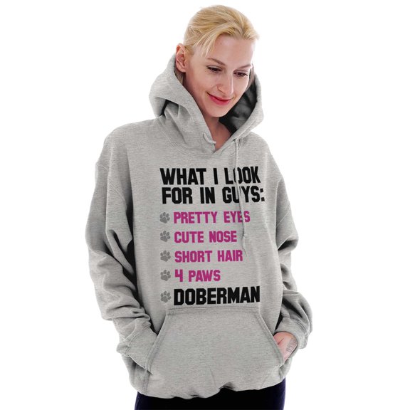 What I Look In Guys Doberman Dog Lady Women Plus Size Graphic Pullover Hoodie Brisco Brands 4X