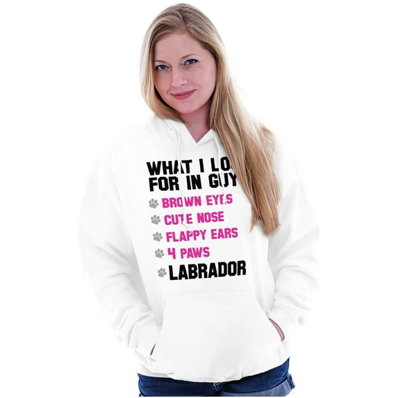 What I Look In Guys Labrador Dog Lady Women Plus Size Graphic Pullover Hoodie Brisco Brands 4X