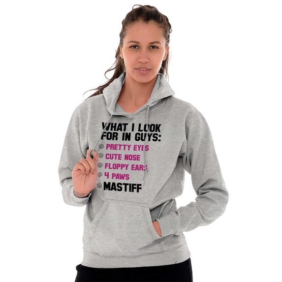 What I Look In Guys Mastiff Dog Lover Hoodie Sweatshirt Women Brisco Brands S