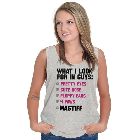 What I Look In Guys Mastiff Dog Lover Tank Top Tee Shirt Women Brisco Brands S