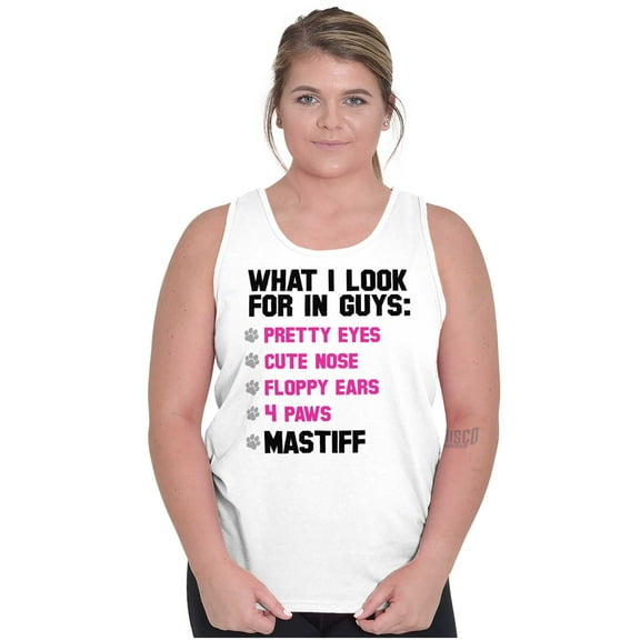 What I Look In Guys Mastiff Dog Lover Womens Plus Size Graphic Tank Top Brisco Brands 2X