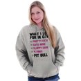 thumbnail image 1 of What I Look In Guys Pit Bull Dog Lady Women Plus Size Graphic Pullover Hoodie Brisco Brands 2X, 1 of 2