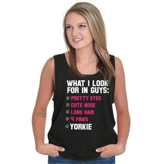 What I Look In Guys Yorkie Dog Owner Womens Plus Size Graphic Tank Top Brisco Brands 3X