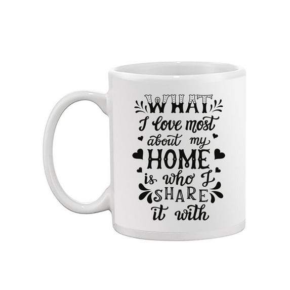 What I Love About My Home Quote. Mug -Image by Shutterstock,
