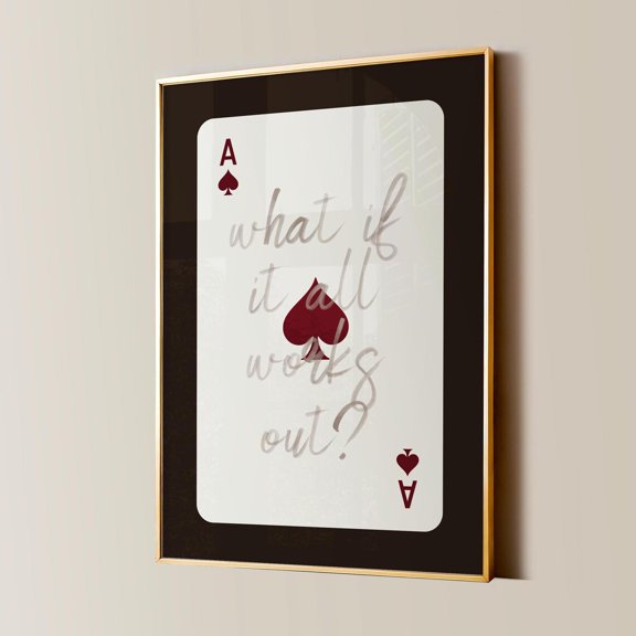 What If It All Works Out Ace Card Print, Cherry Typography Poster, Apartment Aesthetic, , S Wall Art, Modern Wall Decor, 12x18 UNFRAMED