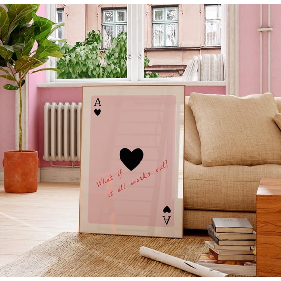 What If It All Works Out, Ace Of Hearts Print, Teen Girl Room Decor, Playing Poster, Gift For Her, Preppy Dorm Decor, Cute Girl Decor UNFRAMED
