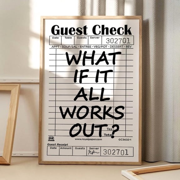 What If It All Works Out Guest Check Poster Print, Retro Wall Art for Apartment Decor, Trendy Gift UNFRAMED Poster