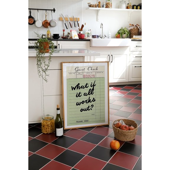 What If It All Works Out Guest Check Poster, Retro Kitchen Wall Art