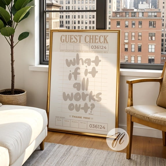 What If It All Works Out Guest Check Wall Art Typography, Unframed Paper Print Size 8x12