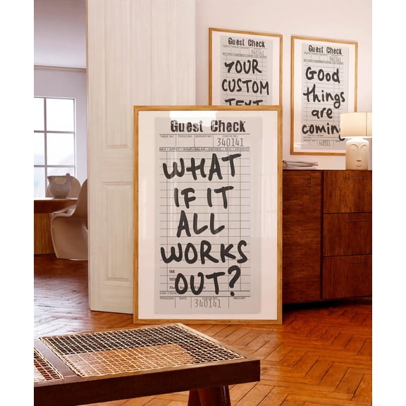 What If It All Works Out Retro Guest Check Motivational Wall Art Unframed Paper Print