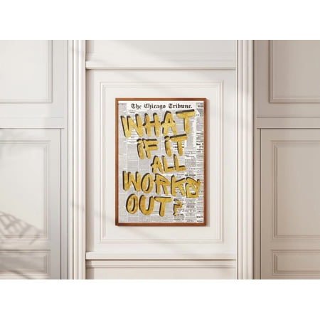What If It Works Out Motivational Wall Art, Gold Positive Quote Poster, Minimalist Modern Print, Home & Office Decor, Poster Only