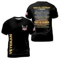 thumbnail image 1 of What Is A Veteran That Is Honor Patriotic American Veteran 3D T-Shirt S-5XL, 1 of 4