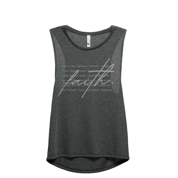 What Is Faith Women's Fashion Sleeveless Muscle Workout Yoga Tank Top Charcoal Grey 2X-Large