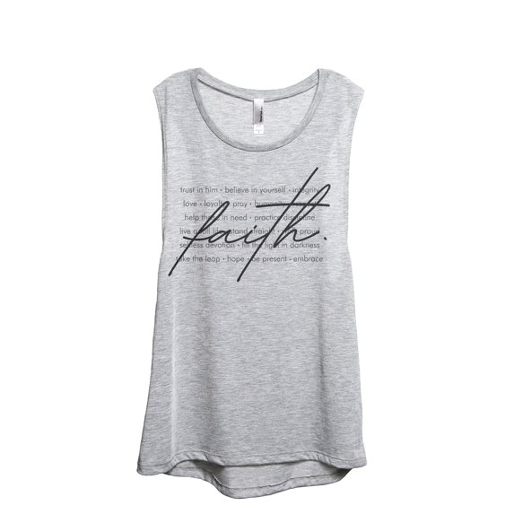 What Is Faith Women's Fashion Sleeveless Muscle Workout Yoga Tank Top Sport Grey 2X-Large