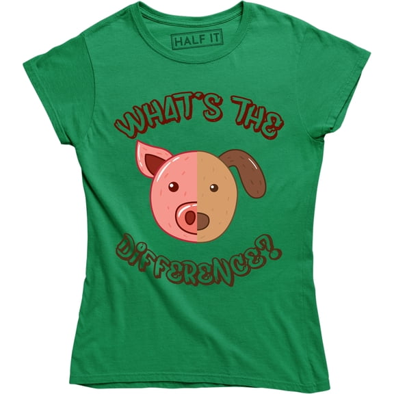 What Is The Difference Funny Cute Pig And Dog Face Printed Women's T-Shirt