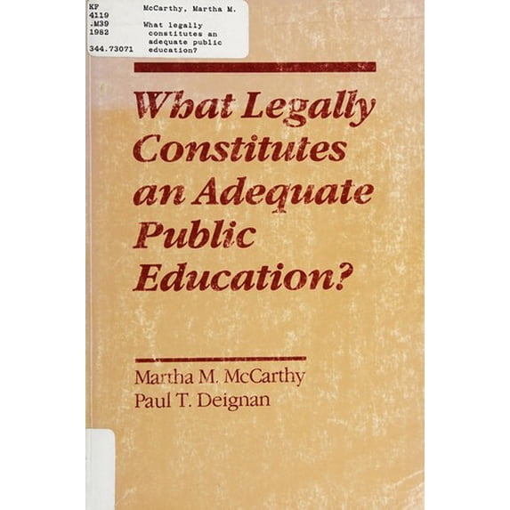 Pre-Owned What Legally Constitues an Adequate Public Education? 9780873677813
