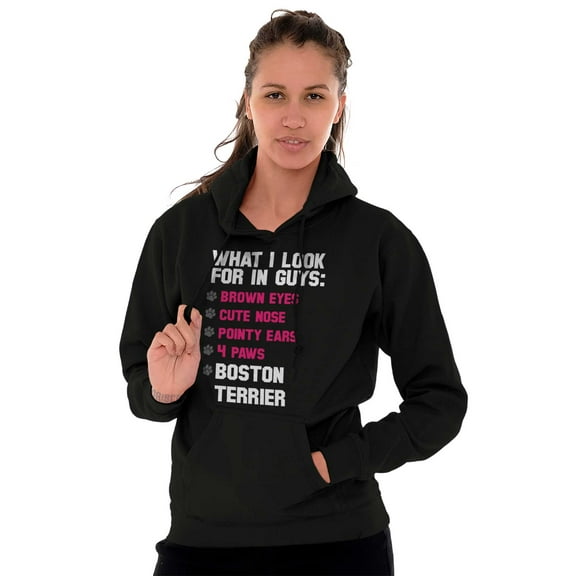 What Look In Guys Boston Terrier Dog Hoodie Sweatshirt Women Brisco Brands S