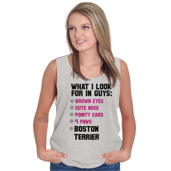 What Look In Guys Boston Terrier Dog Tank Top Tee Shirt Women Brisco Brands S