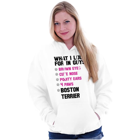 What Look In Guys Boston Terrier Dog Women Plus Size Graphic Pullover Hoodie Brisco Brands 2X