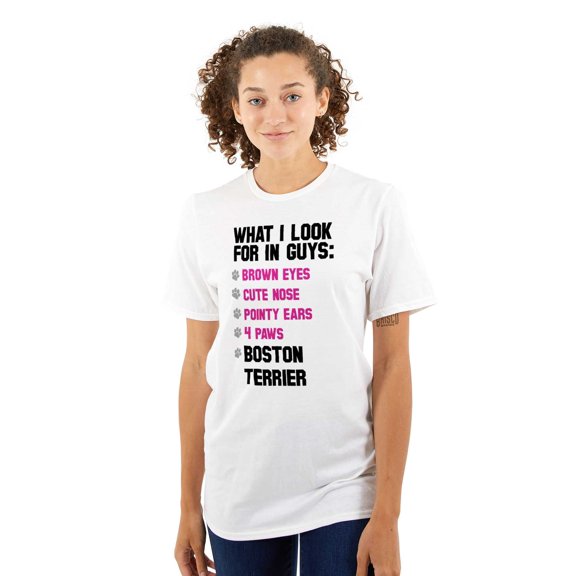 What Look In Guys Boston Terrier Dog Women's Plus Size Graphic Tee Brisco Brands 5X