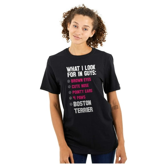 What Look In Guys Boston Terrier Dog Women's Plus Size Graphic Tee Brisco Brands 3X