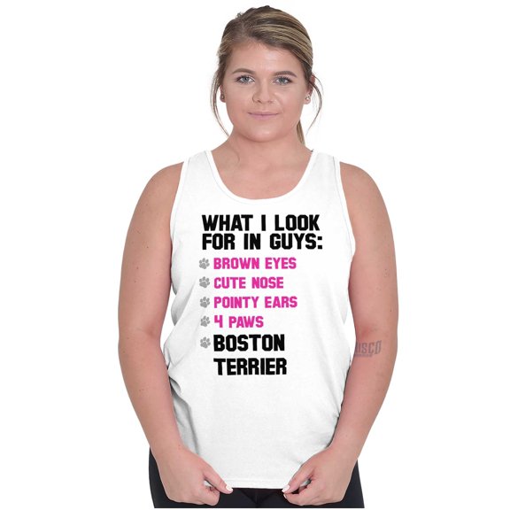 What Look In Guys Boston Terrier Dog Womens Plus Size Graphic Tank Top Brisco Brands 2X