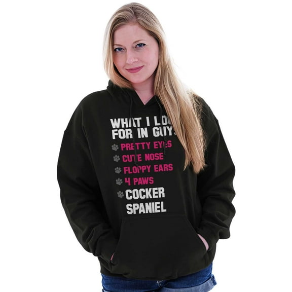 What Look In Guys Cocker Spaniel Dog Hoodie Sweatshirt Women Brisco Brands L
