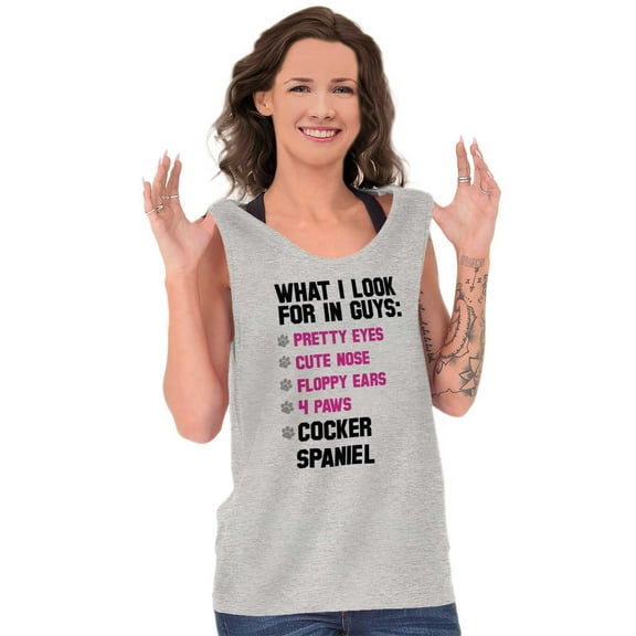 What Look In Guys Cocker Spaniel Dog Tank Top Tee Shirt Women Brisco Brands M