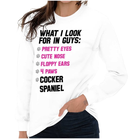What Look In Guys Cocker Spaniel Dog Women's Long Sleeve T Shirt Brisco ...