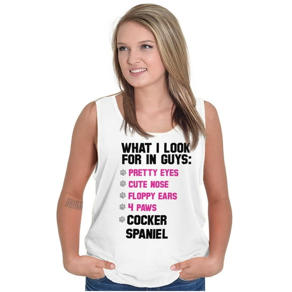 What Look In Guys Cocker Spaniel Dog Womens Plus Size Graphic Tank Top Brisco Brands 3X