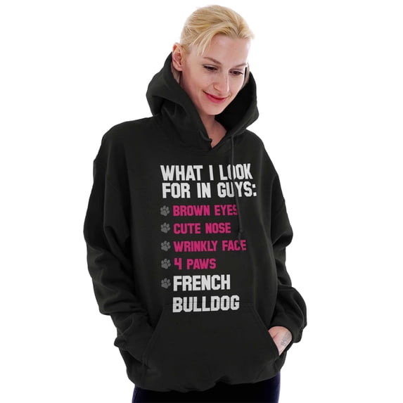 What Look In Guys French Bulldog Pet Hoodie Sweatshirt Women Brisco Brands L