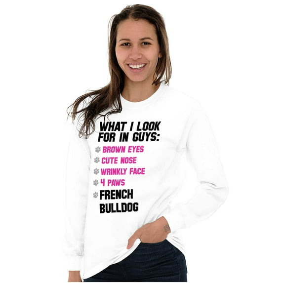 What Look In Guys French Bulldog Pet Women Plus Size Long Sleeve Graphic Tee Brisco Brands 3X