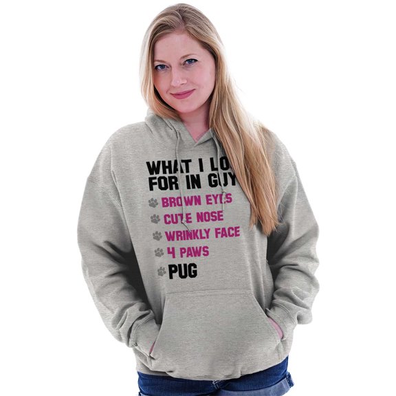 What Look In Guys Pug Owner Dog Lady Women Plus Size Graphic Pullover Hoodie Brisco Brands 3X
