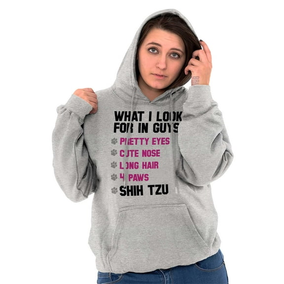 What Look In Guys Shih Tzu Dog Lover Women Plus Size Graphic Pullover Hoodie Brisco Brands 5X
