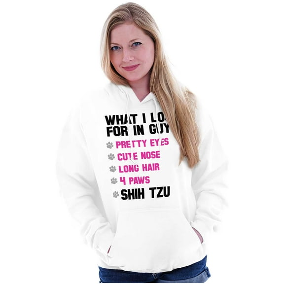 What Look In Guys Shih Tzu Dog Lover Women Plus Size Graphic Pullover Hoodie Brisco Brands 2X