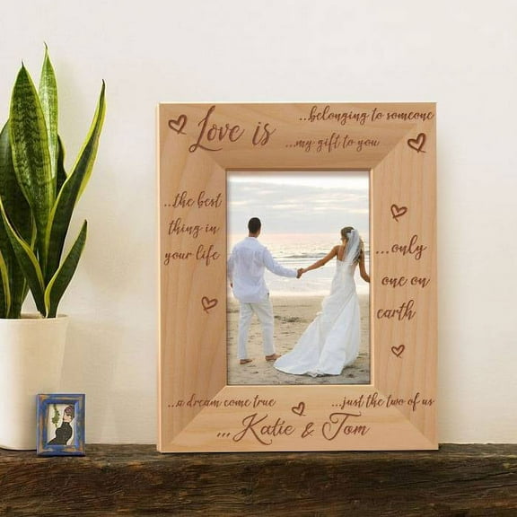 What Love Is Personalized Wooden Picture Frame 3 1/2" x 5" Brown (Vertical)