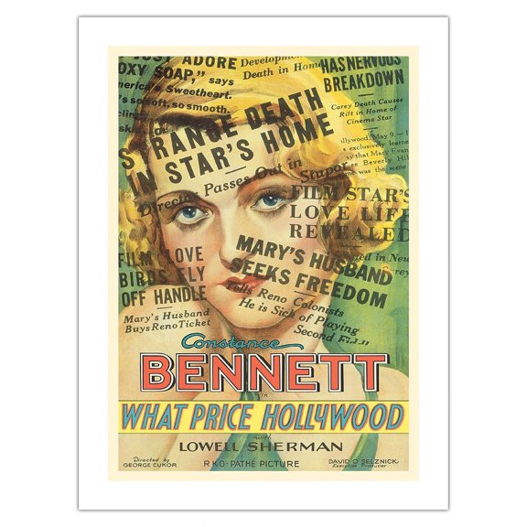 What Price Hollywood - Starring Constance Bennett - Vintage Film Movie Poster c.1932 - Fine Art Matte Paper Print (Unframed) 18x24in