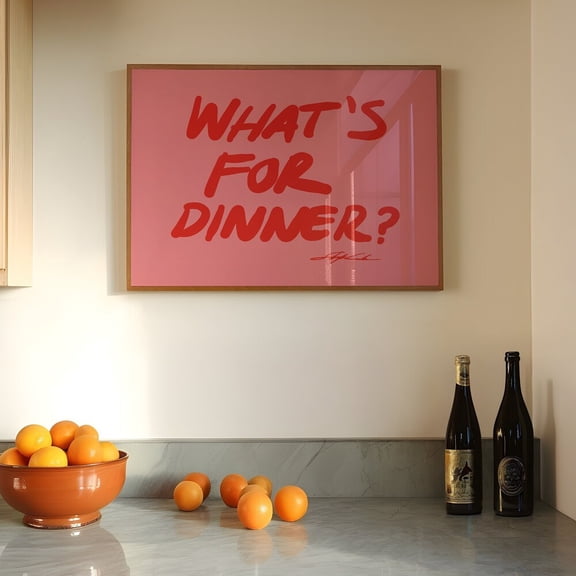 What'S For Dinner Horizontal Print Mid Century Print Aesthetic Wall Art Bauhaus Print Typography Print Kitchen Wall Art Narrow Print Poster