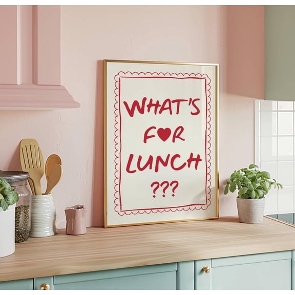 What'S For Lunch Poster Retro Red Kitchen Art, 8x12 UNFRAMED