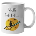 thumbnail image 1 of What? She Fell Coffee & Tea Mug for Halloween and Cat Lovers (11oz), 1 of 3