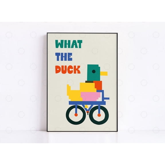 What The Duck Kitchen Quote Illustrated Wall Art, Stretched Canvas 16x20in