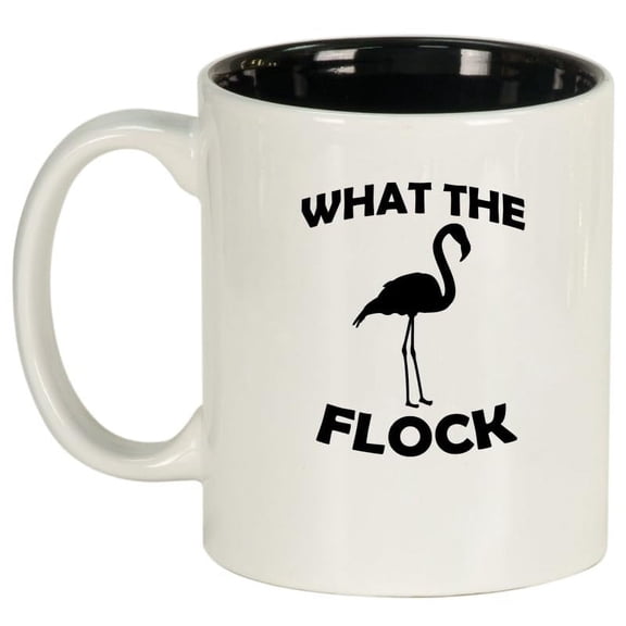 What The Flock Funny Flamingo Ceramic Coffee Mug Tea Cup Gift (11oz White)