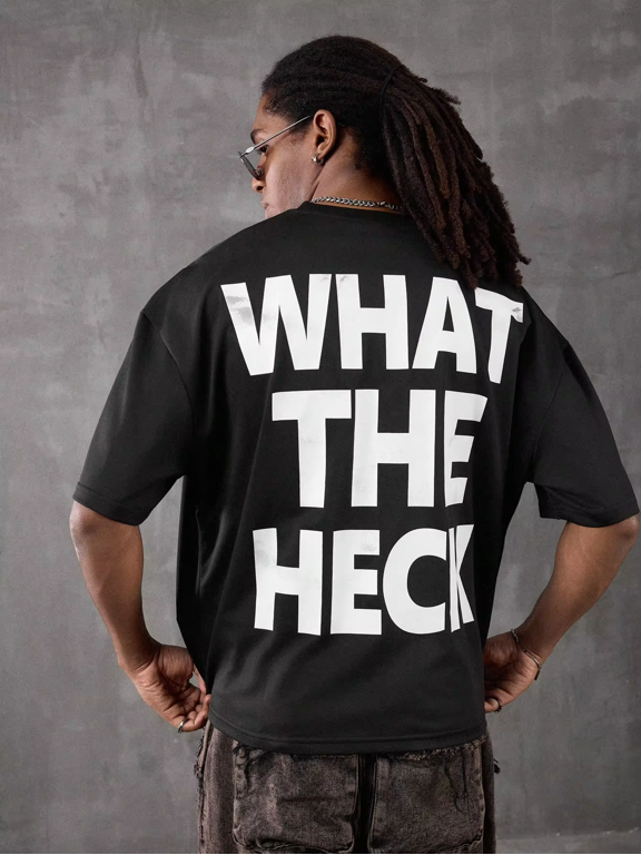 What The Heck Bold White Text Print Vintage Grunge Y2K Graphic Crewneck Cotton Unisex Tee Shirt