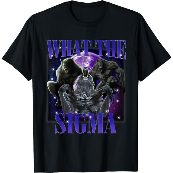What The Sigma Funny Alpha Wolf Meme T-Shirt,Light Blue color,size S