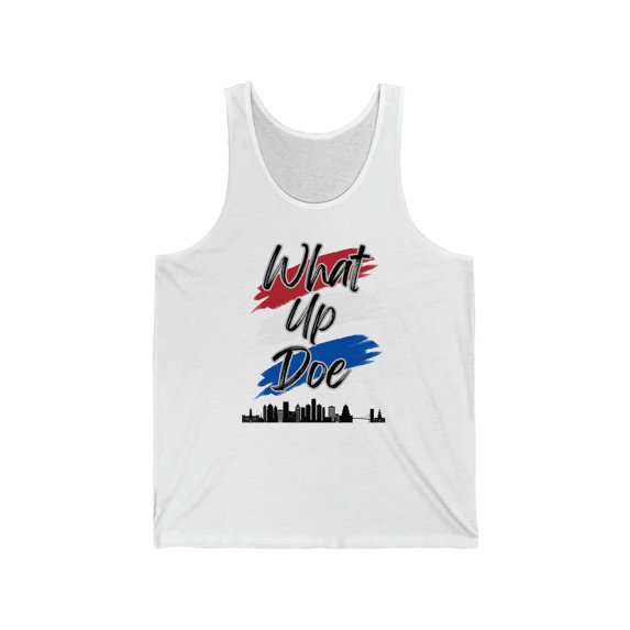 What Up Doe Jersey Tanks - Red, White, and Blue Design for 4th of July