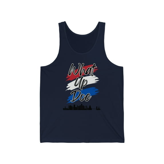 What Up Doe Jersey Tanks - Red, White, and Blue Design for 4th of July