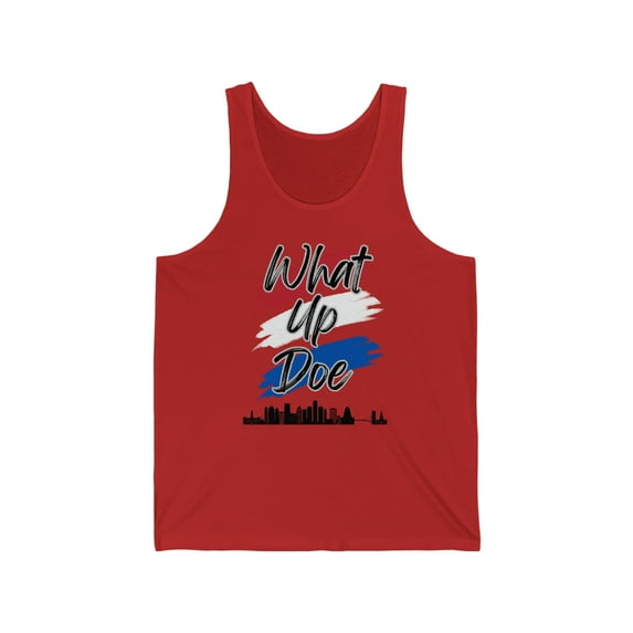 What Up Doe Jersey Tanks - Red, White, and Blue Design for 4th of July