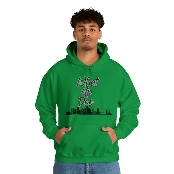 What Up Doe Unisex Warm and Cozy Hooded Sweatshirt Black Design